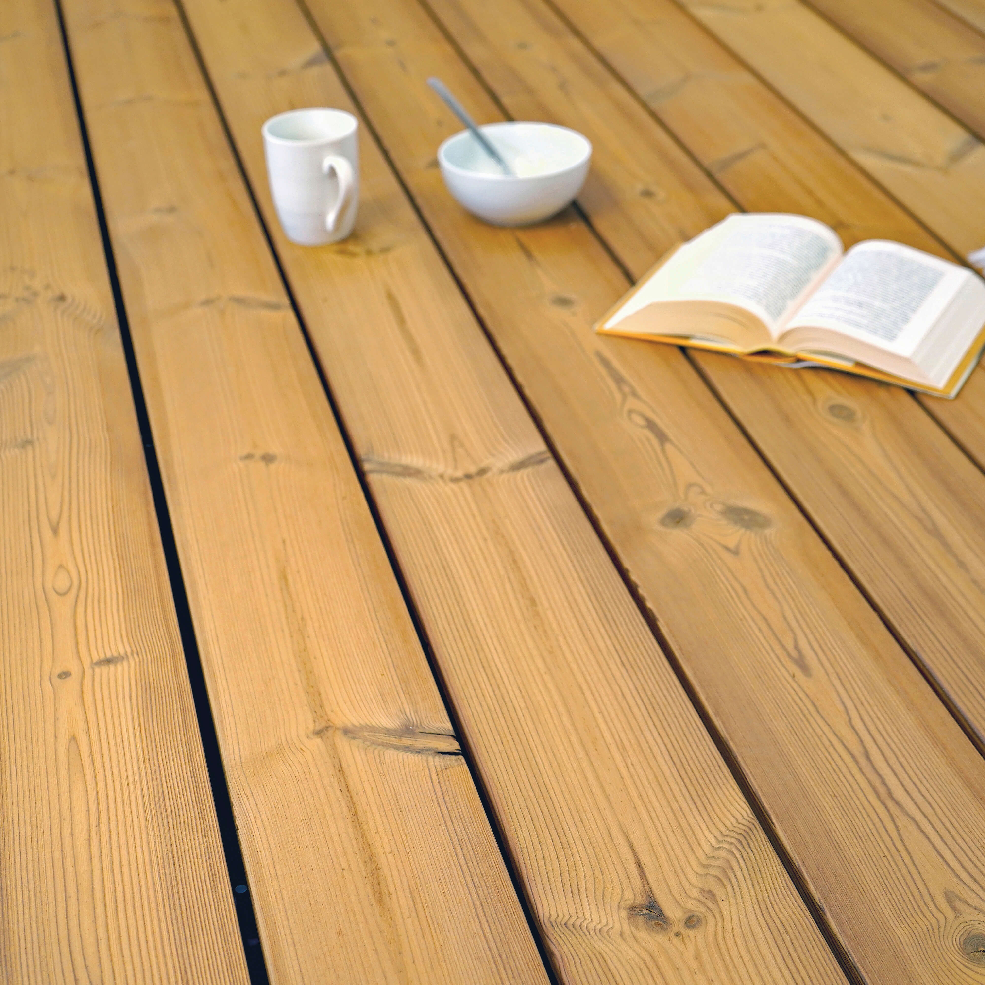 K&R Terrassendiele Thermo-Kiefer, gebürstet, 26mm, verschiedene Längen