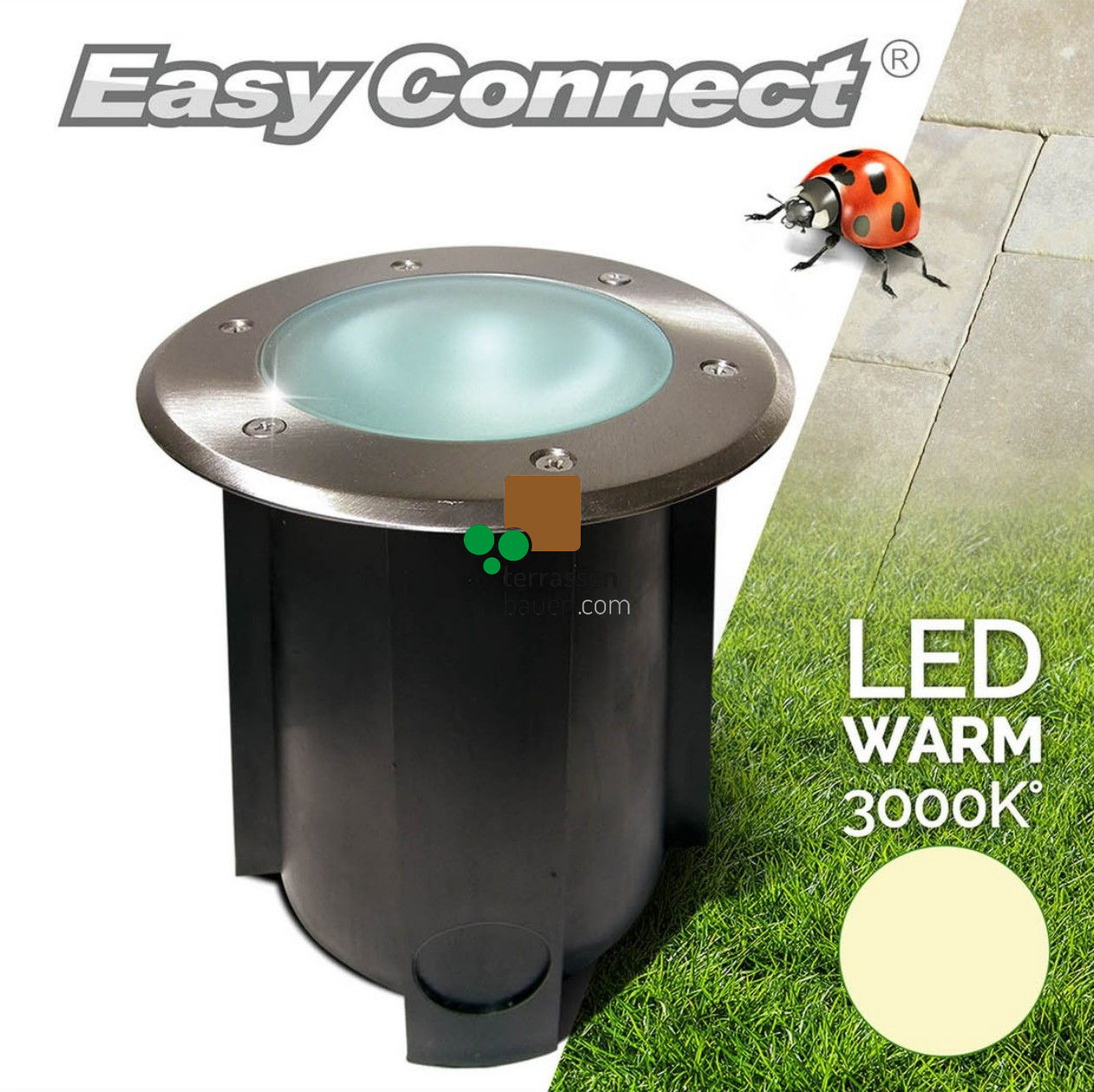 EasyConnect Edelstahl LED Bodenleuchte ø 160mm, 10W, 230VAC, 1 Stück
